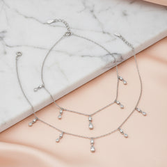 Silver Teardrop Charms Anklet for the cute her