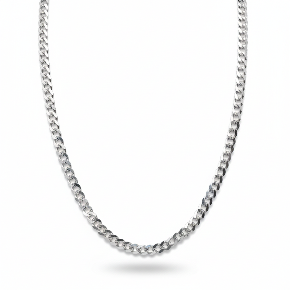 Silver Curb Interlock Chain For Him