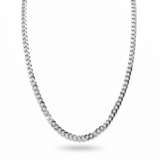 Silver Curb Interlock Chain For Him