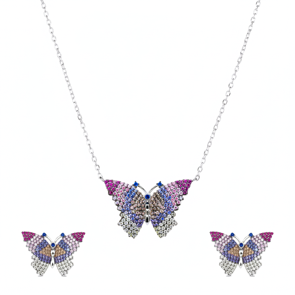 Silver Italian Fancy Butterfly set