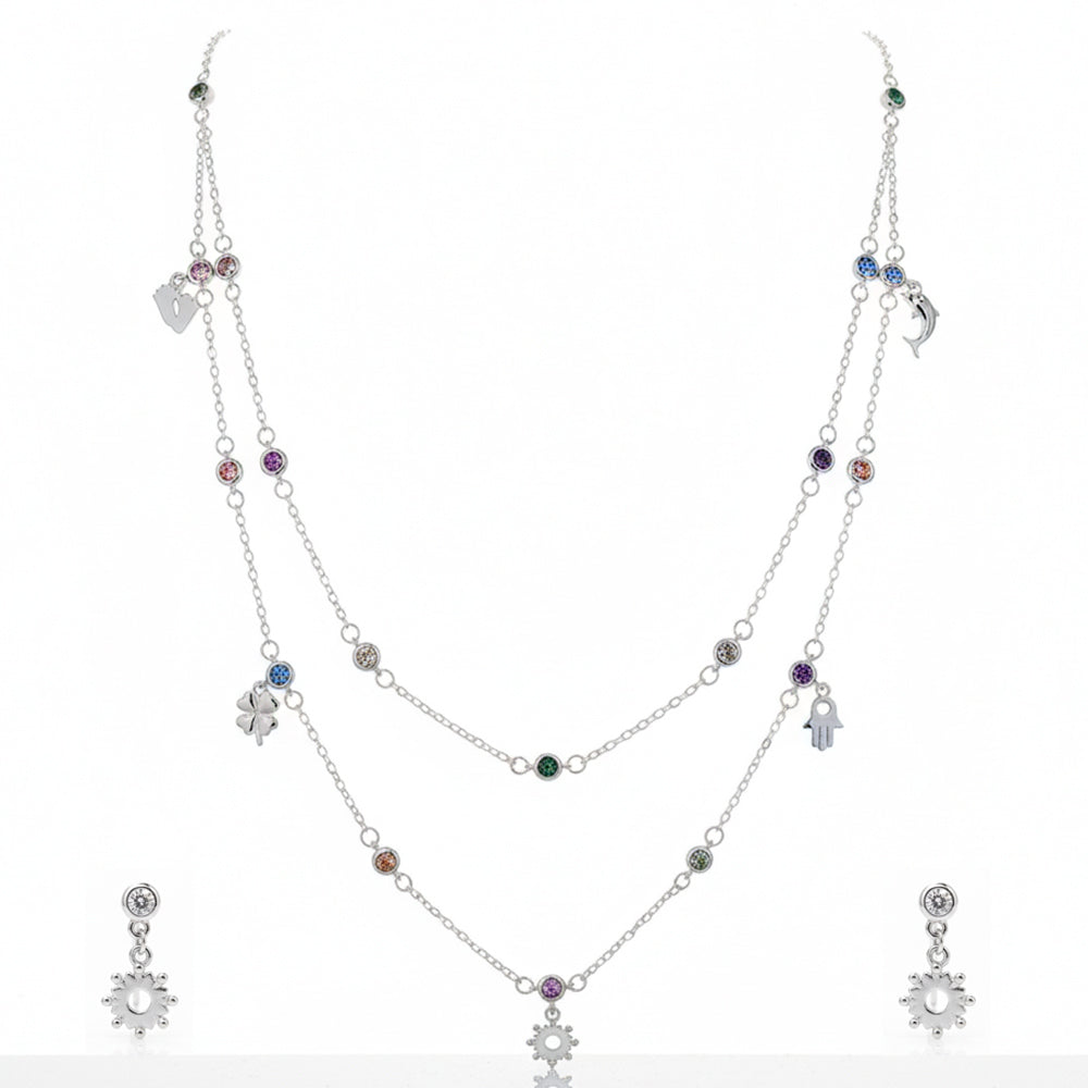 Silver charms Multicolor Shimmer Necklace
