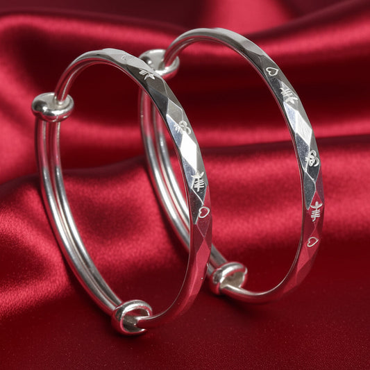 999 Pure Silver Auspicious Om Engraved Adjustable Baby Bracelet