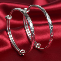 999 Pure Silver Auspicious Om Engraved Adjustable Baby Bracelet