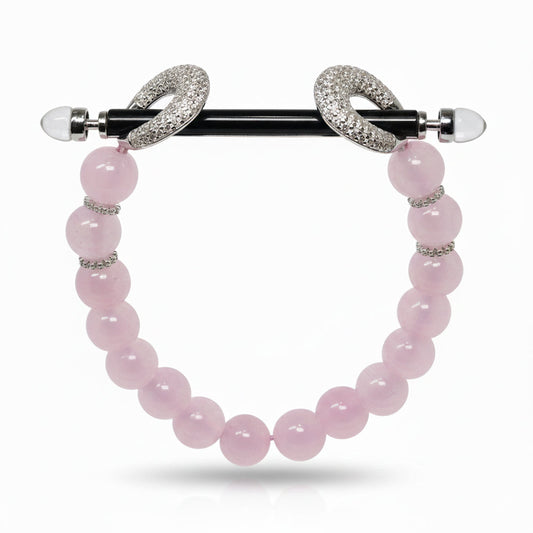 Silver Elastic Cord Rose Bead Bracelet