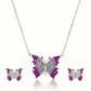 Silver Ombre Flutter Butterfly Pendant Set
