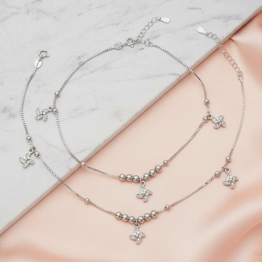 Silver Star charm Anklets