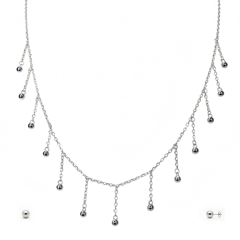 Silver Raindrop Dangle Necklace