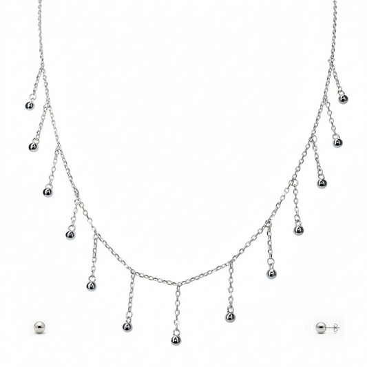 Silver Raindrop Dangle Necklace