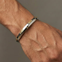 Premium Dual-Tone 925 Silver Kada with Gold Accents