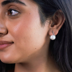Silver Smooth Pearl Asian Earring