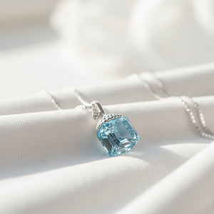 Silver Blue Lantern Crystal Pendant