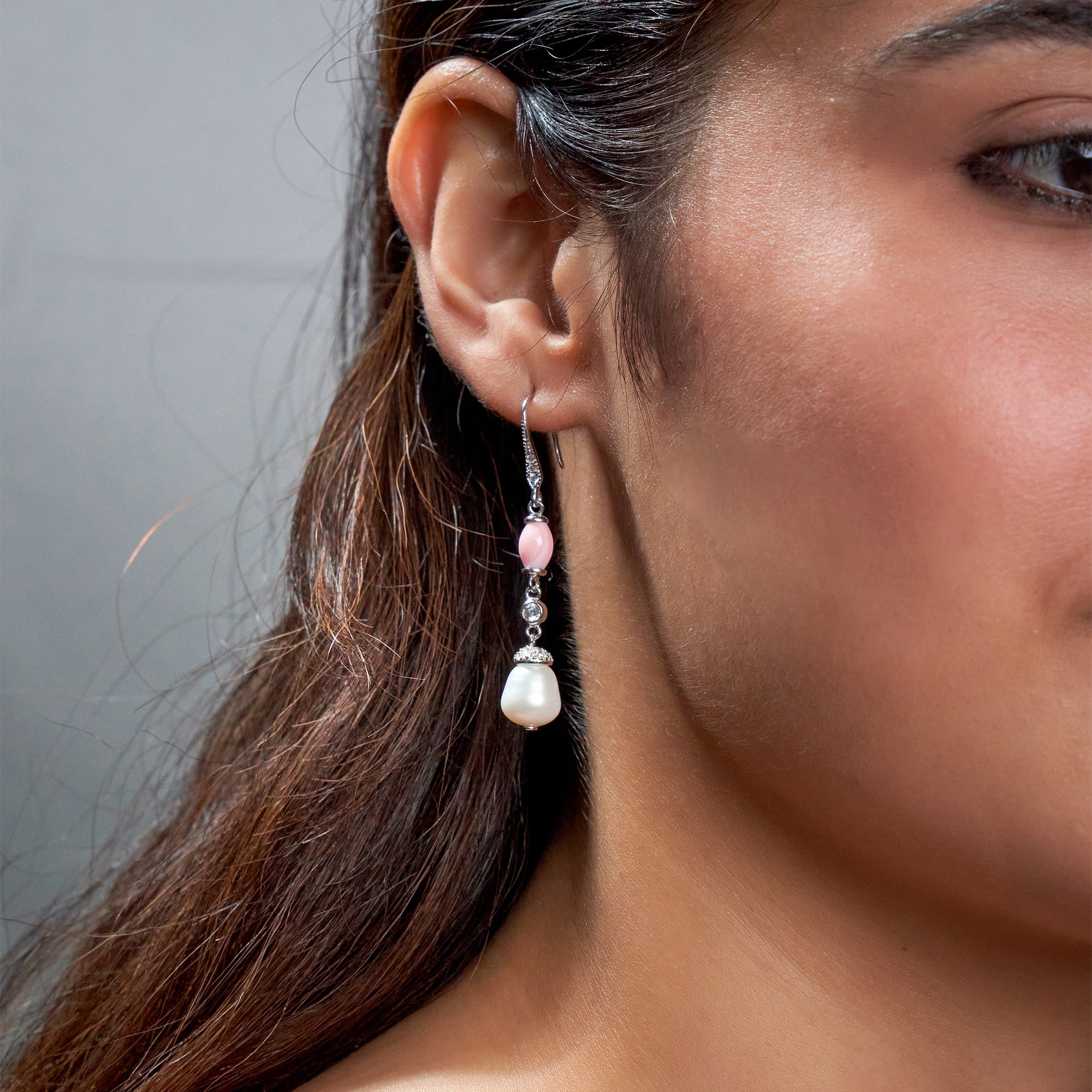Silver Pearl Premium Hanging Earrings