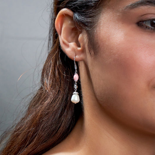 Silver Pearl Premium Hanging Earrings
