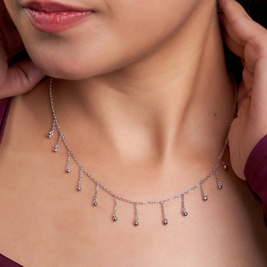 Silver Raindrop Dangle Necklace