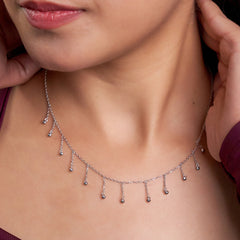 Silver Raindrop Dangle Necklace