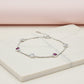 Silver Classic Ruby pink and White Girlish Chain bracelet
