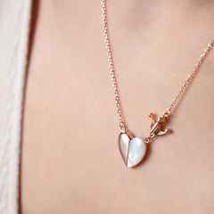Rose Gold Royal Heart & Crown Pendant