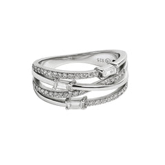 Silver Halo Baguette Ring