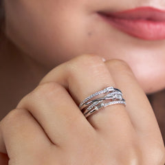 Silver Halo Baguette Ring