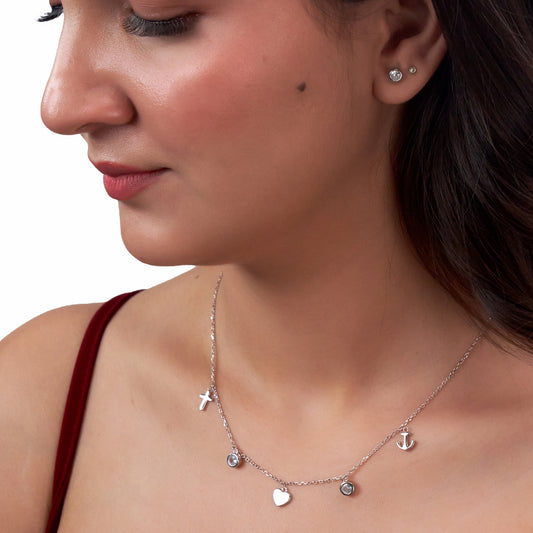 Silver Faith & Love Charming Set