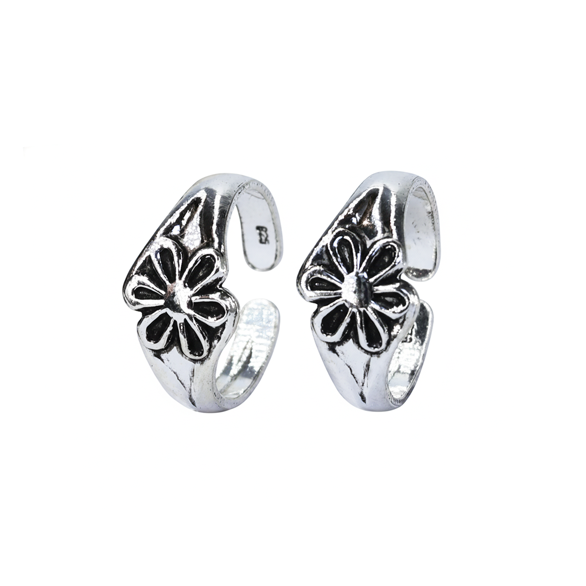 Silver Lush Flower Toe Ring