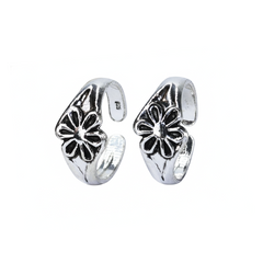 Silver Lush Flower Toe Ring