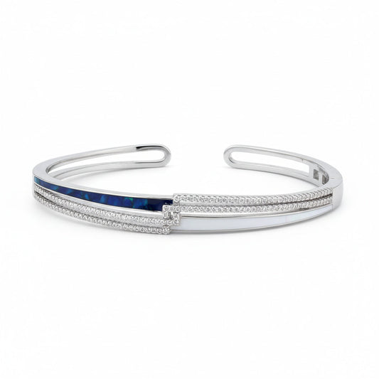 Silver Celestial Deep Blue Inlay Bracelet For Her