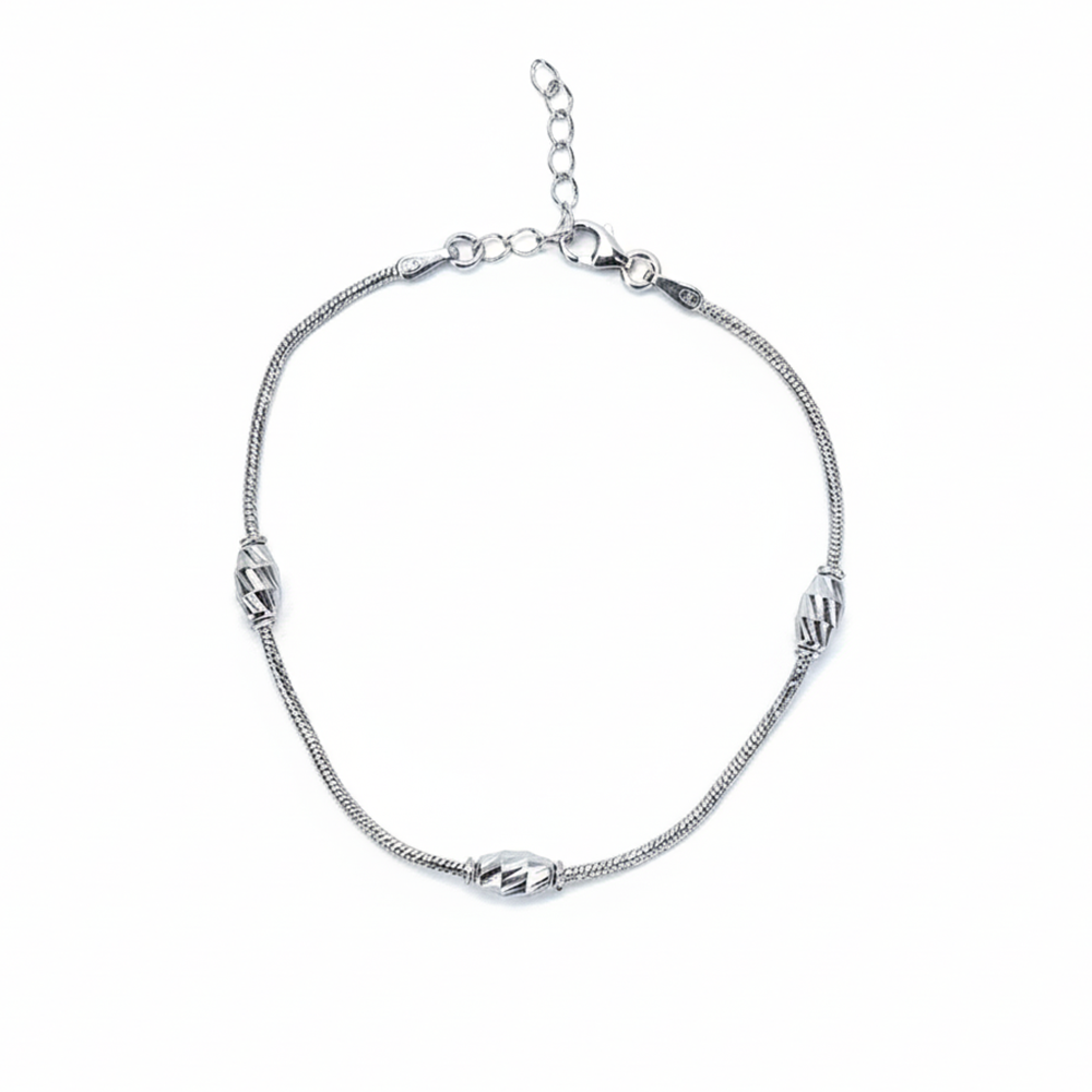 Silver Twisted Bead Bracelet