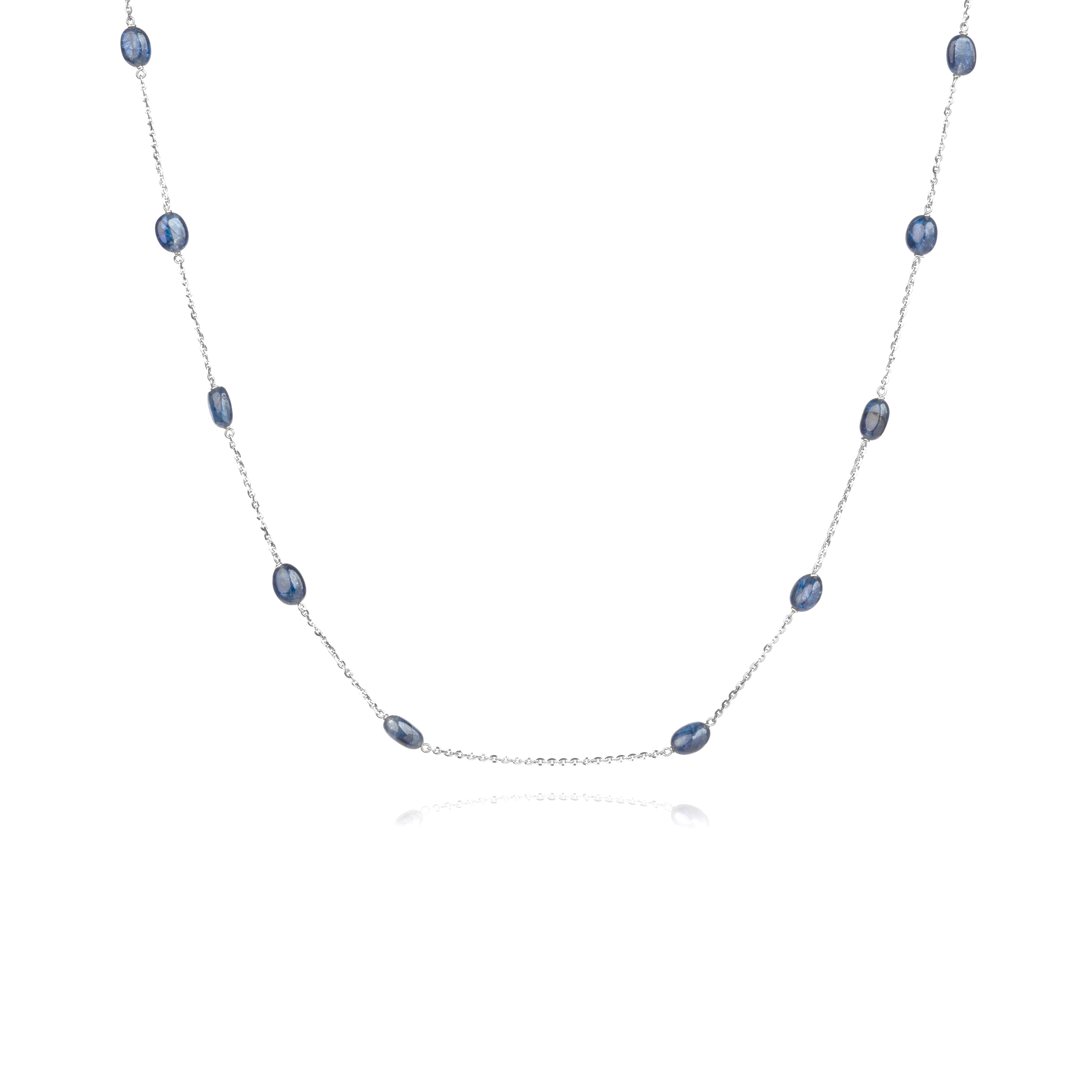 Silver Blue Sapphire chain  Necklace