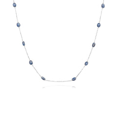 Silver Blue Sapphire chain  Necklace