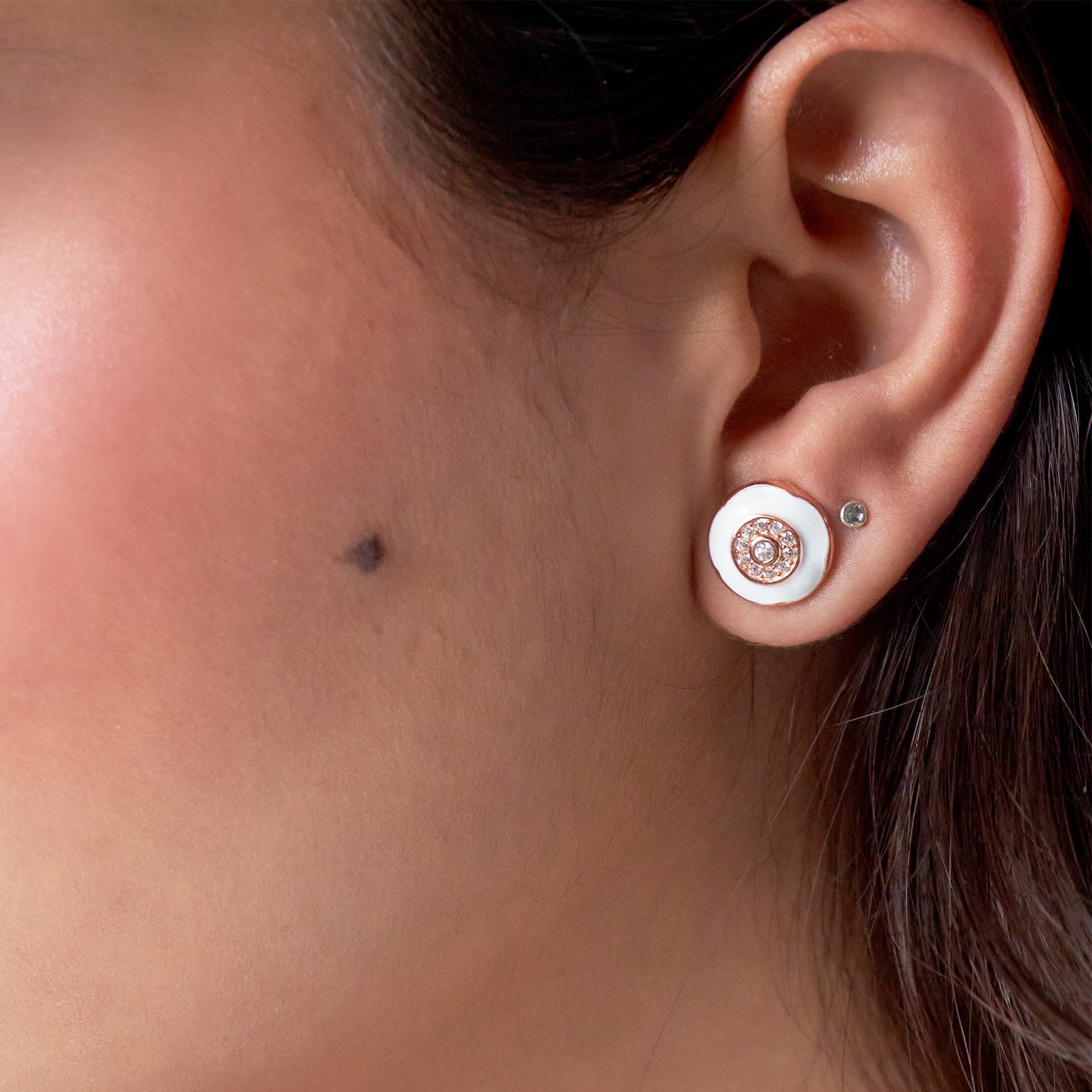 Rose Gold Cosmic Halo Studs Earrings