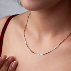 Silver Dual Tone Beaded Chain For Her