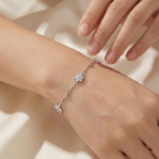 Silver Sparkling Snow Flake Charm Bracelet