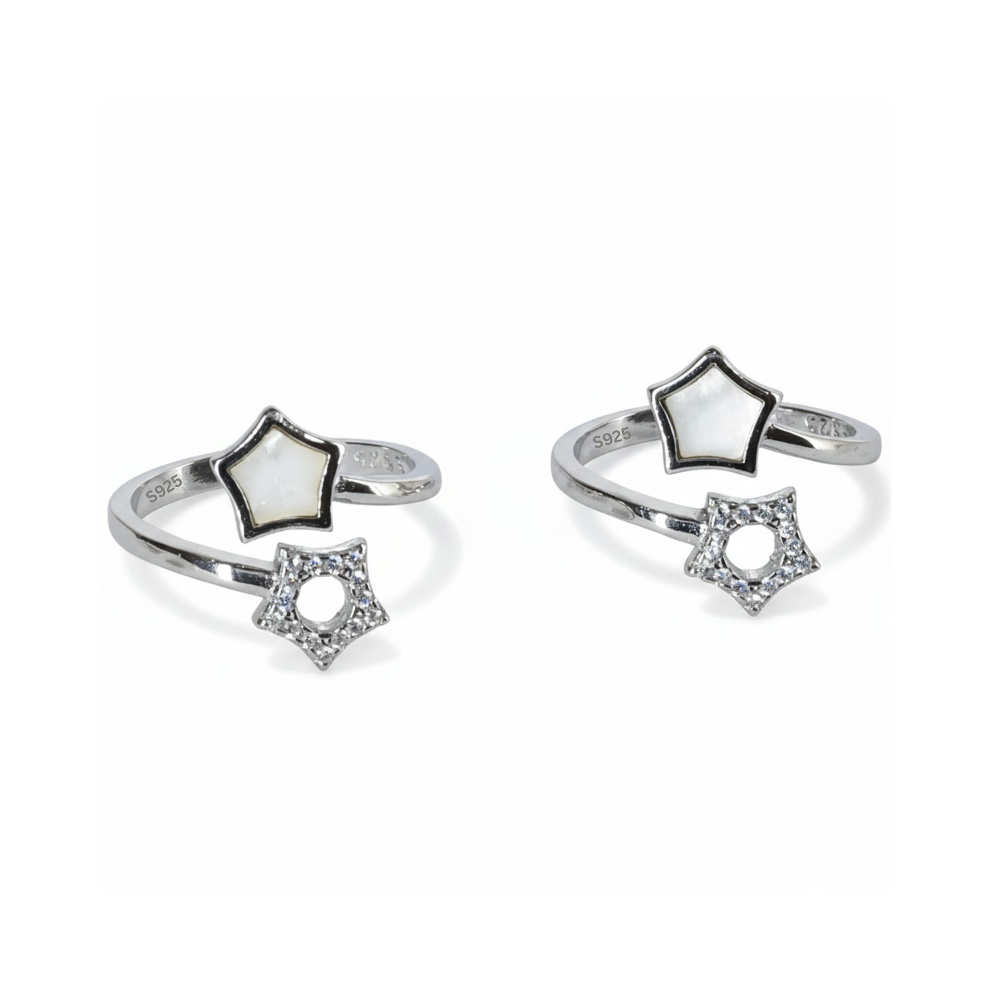 Silver Celestial Dual Star Toe Ring