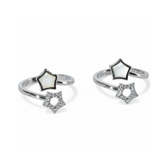 Silver Celestial Dual Star Toe Ring