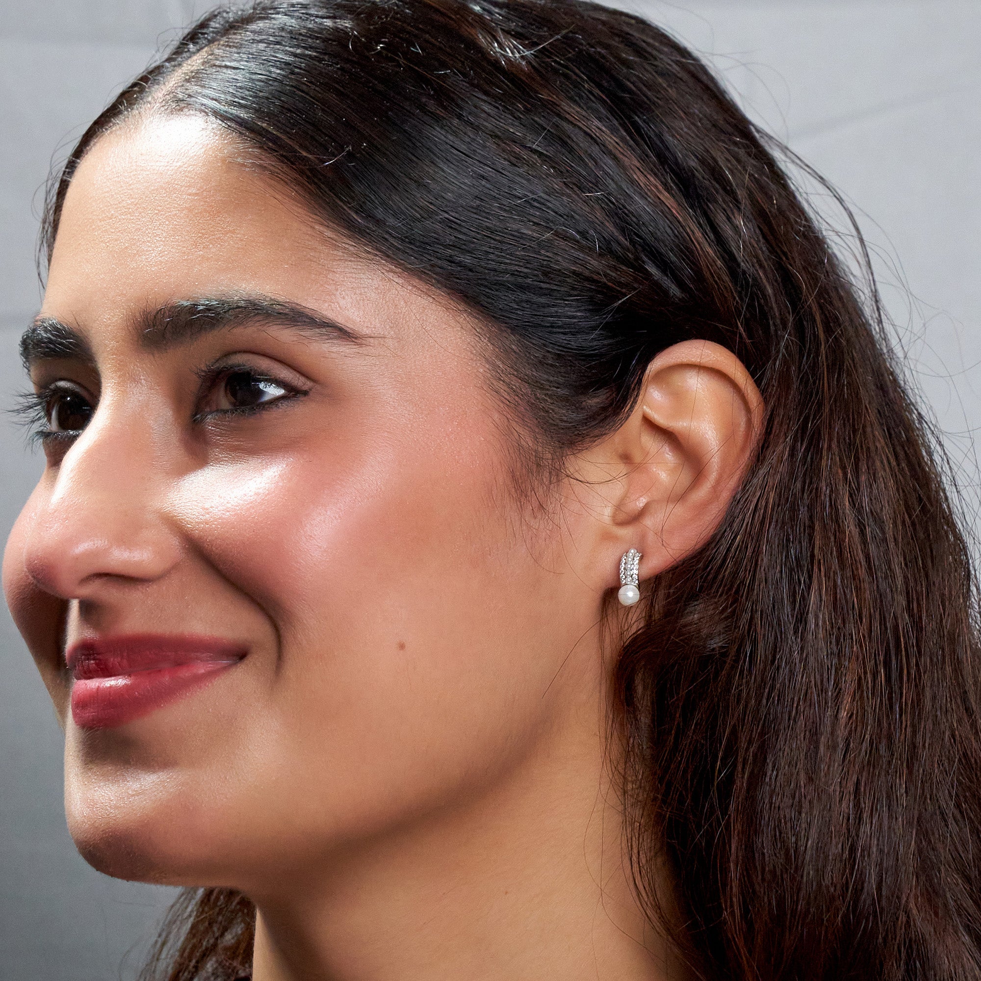 Silver Pearl studs Half Bali Earrings