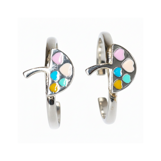 Silver Heart Umbrella Toe Ring for Her