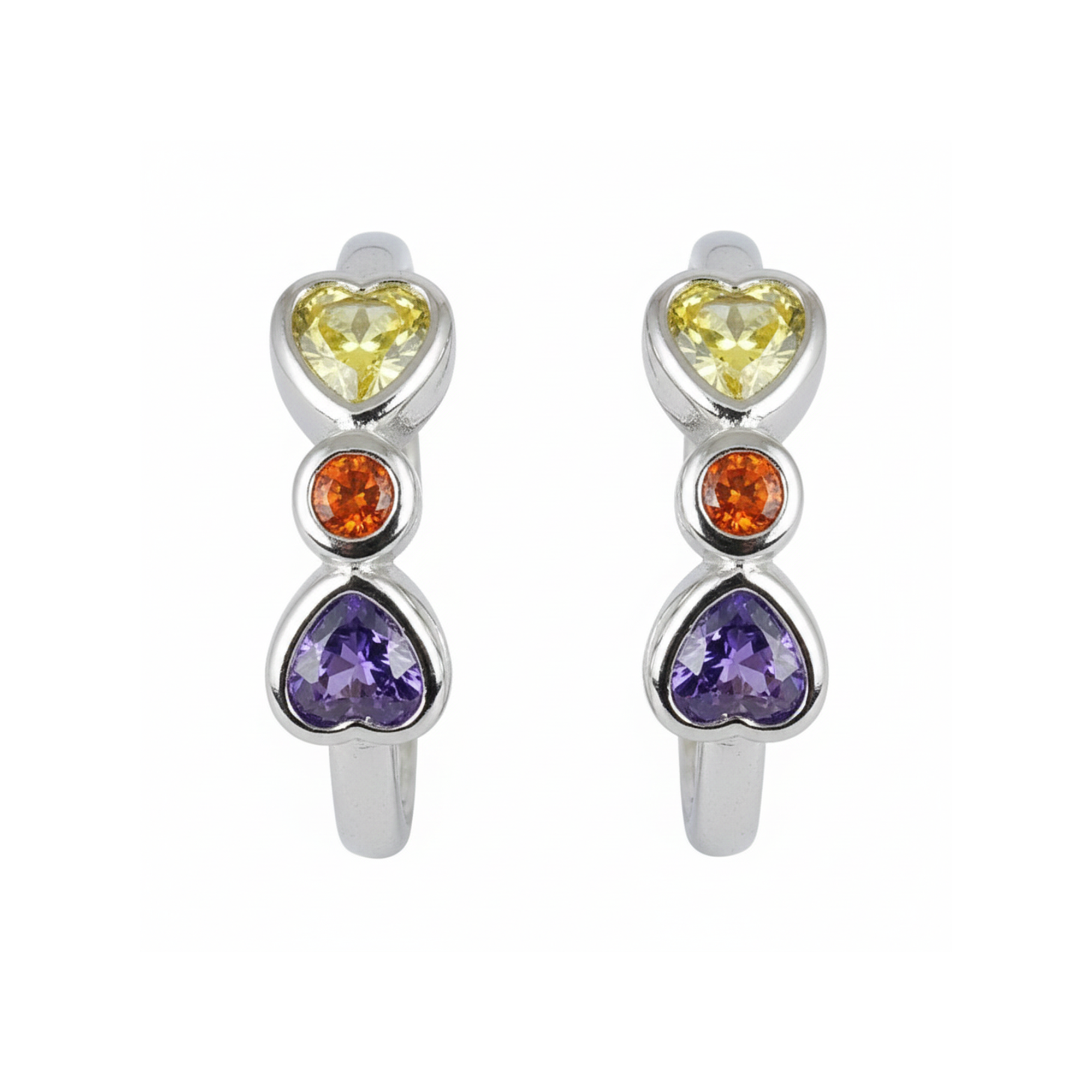 Silver Vibrant Multi Stone Heart Adjustable Toe Ring