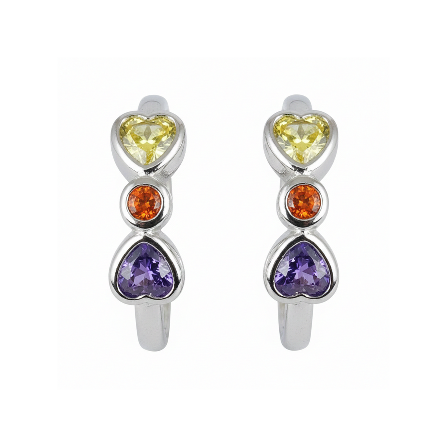 Silver Vibrant Multi Stone Heart Adjustable Toe Ring