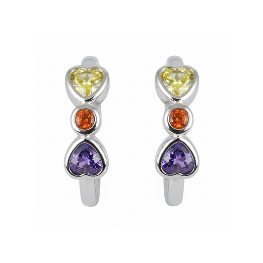 Silver Vibrant Multi Stone Heart Adjustable Toe Ring