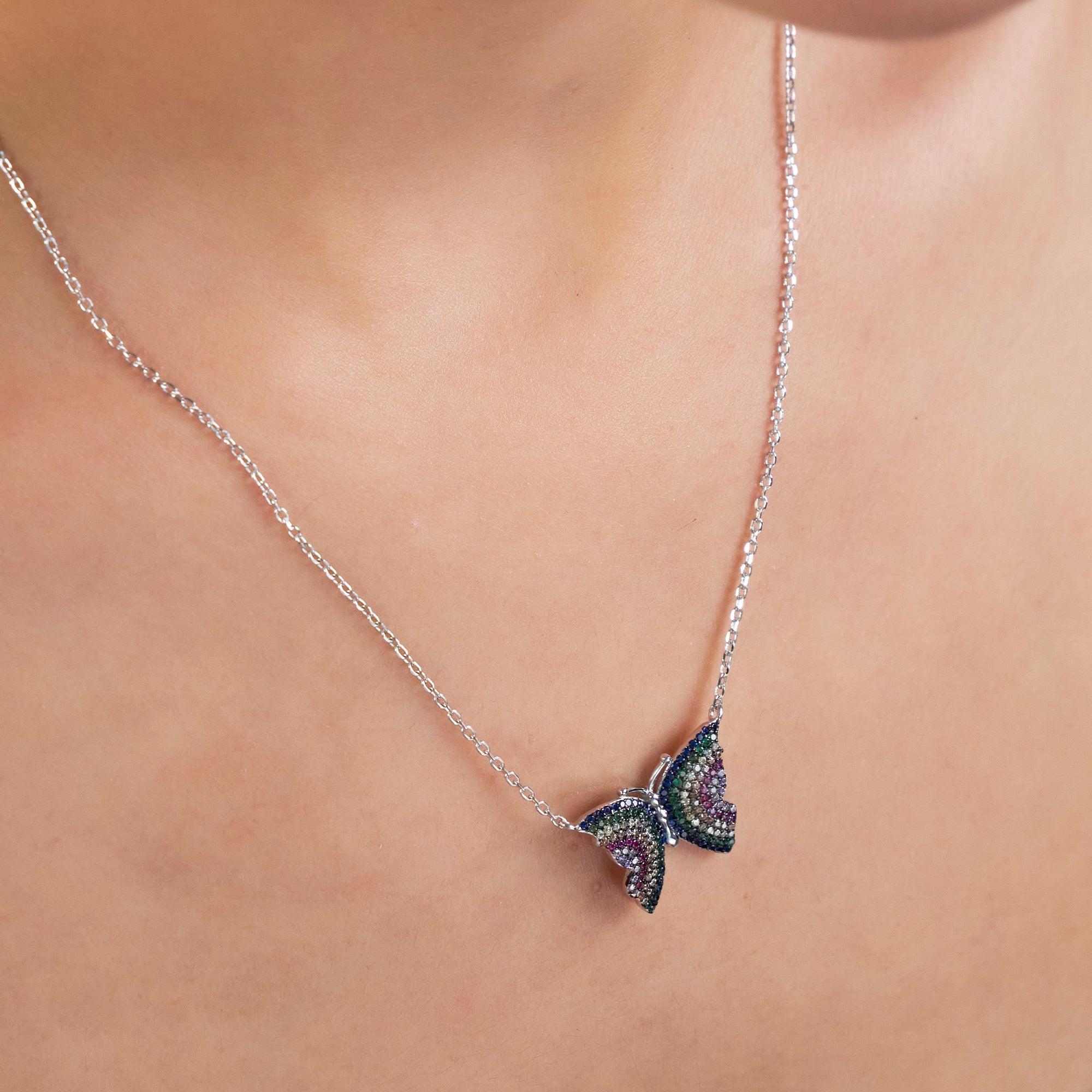 Silver Vibrant Multi Colour Pendant Set