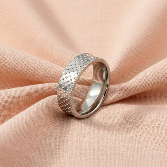 Silver Honeycomb Texture Ring For Her