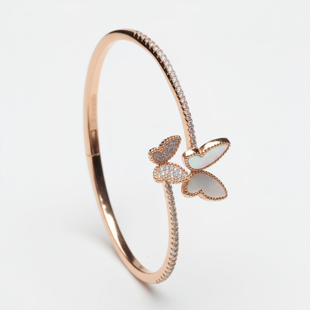 Rose Gold Open Cuff Butterfly Bracelet