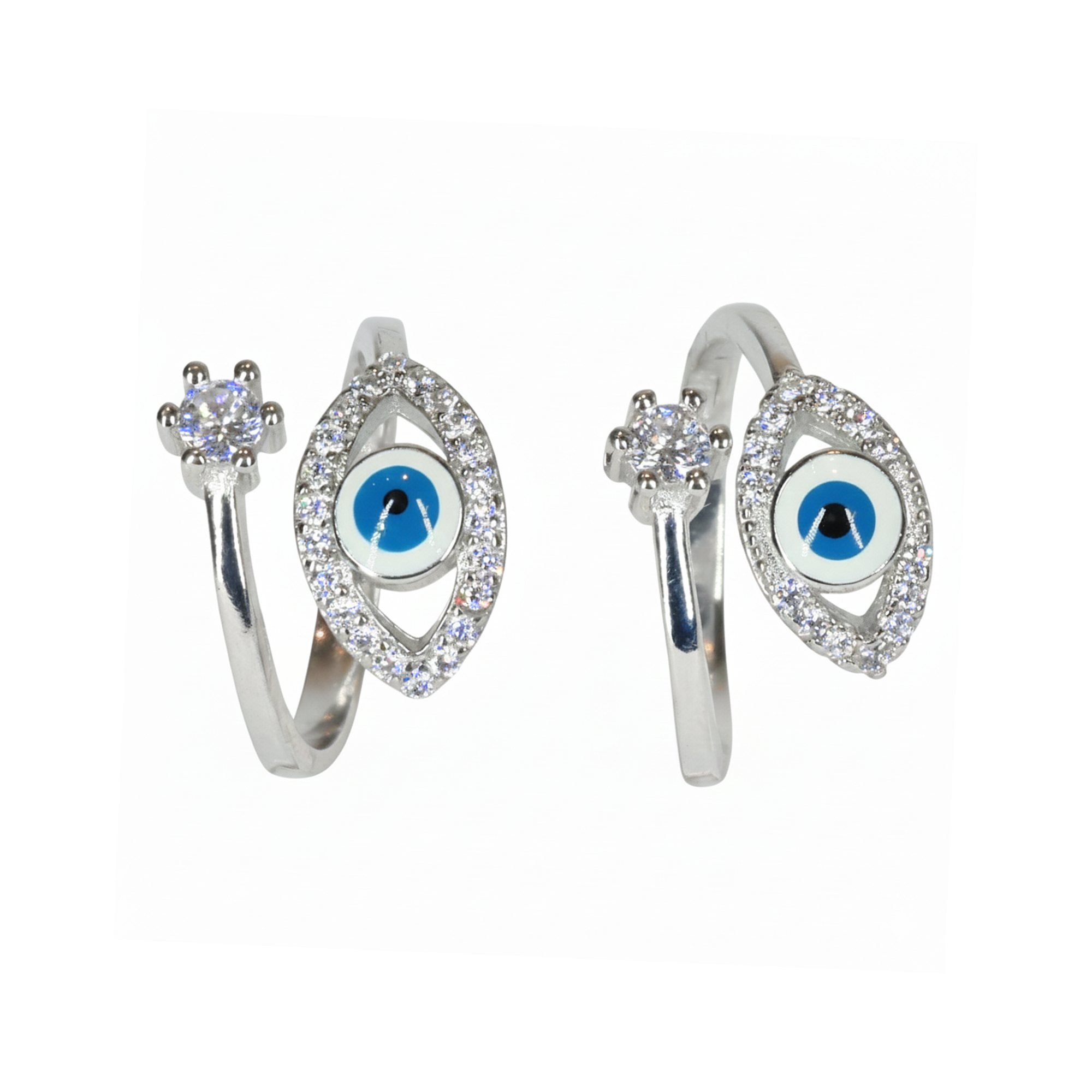 Silver Evil Eye & CZ Solitaire Toe Ring