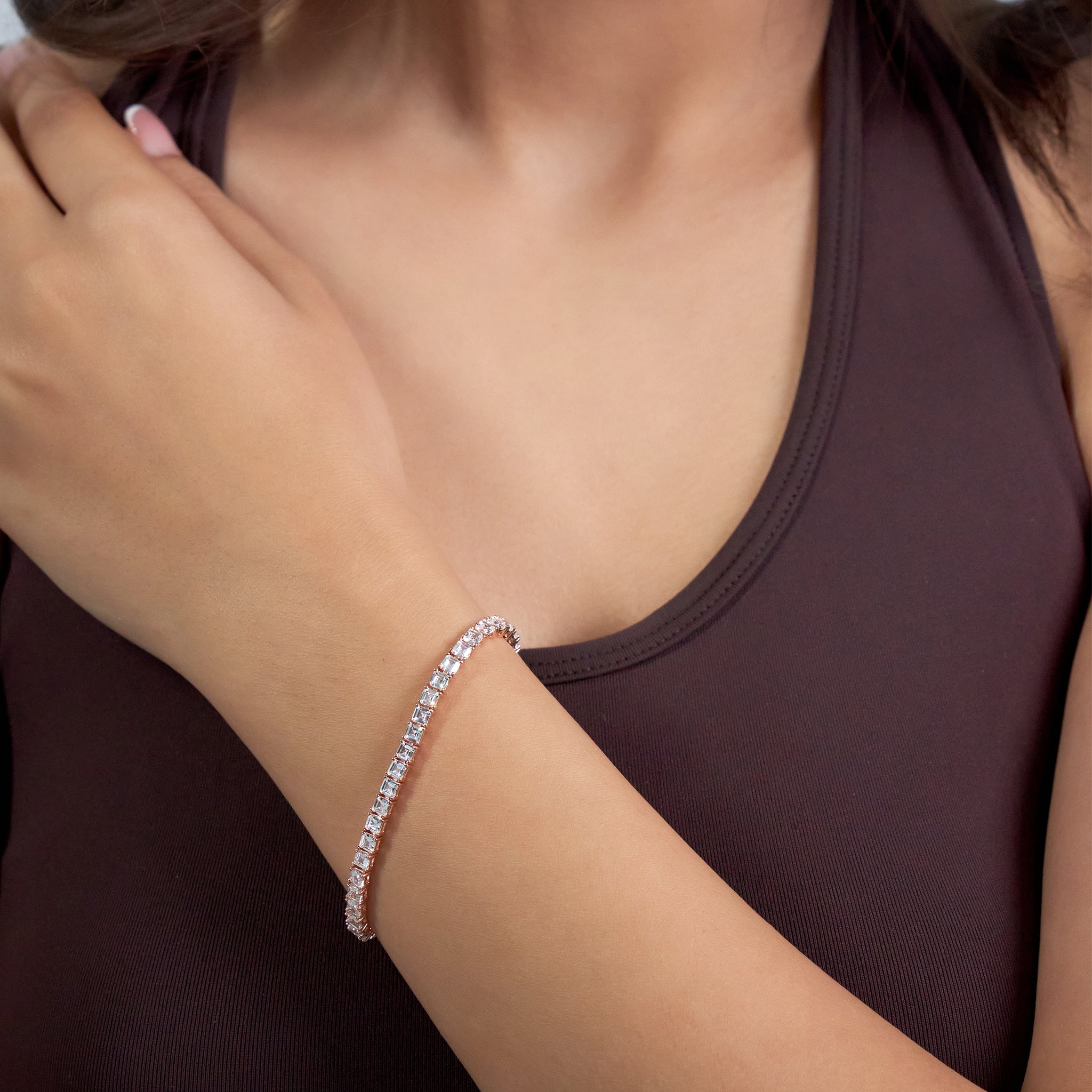 Princess Cut Rose Gold Tennis Bracelet