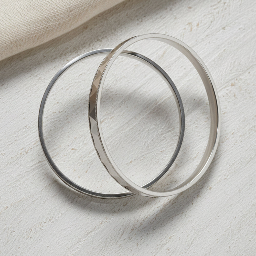 925 Sterling Silver Kids' Prism-Cut Bangles