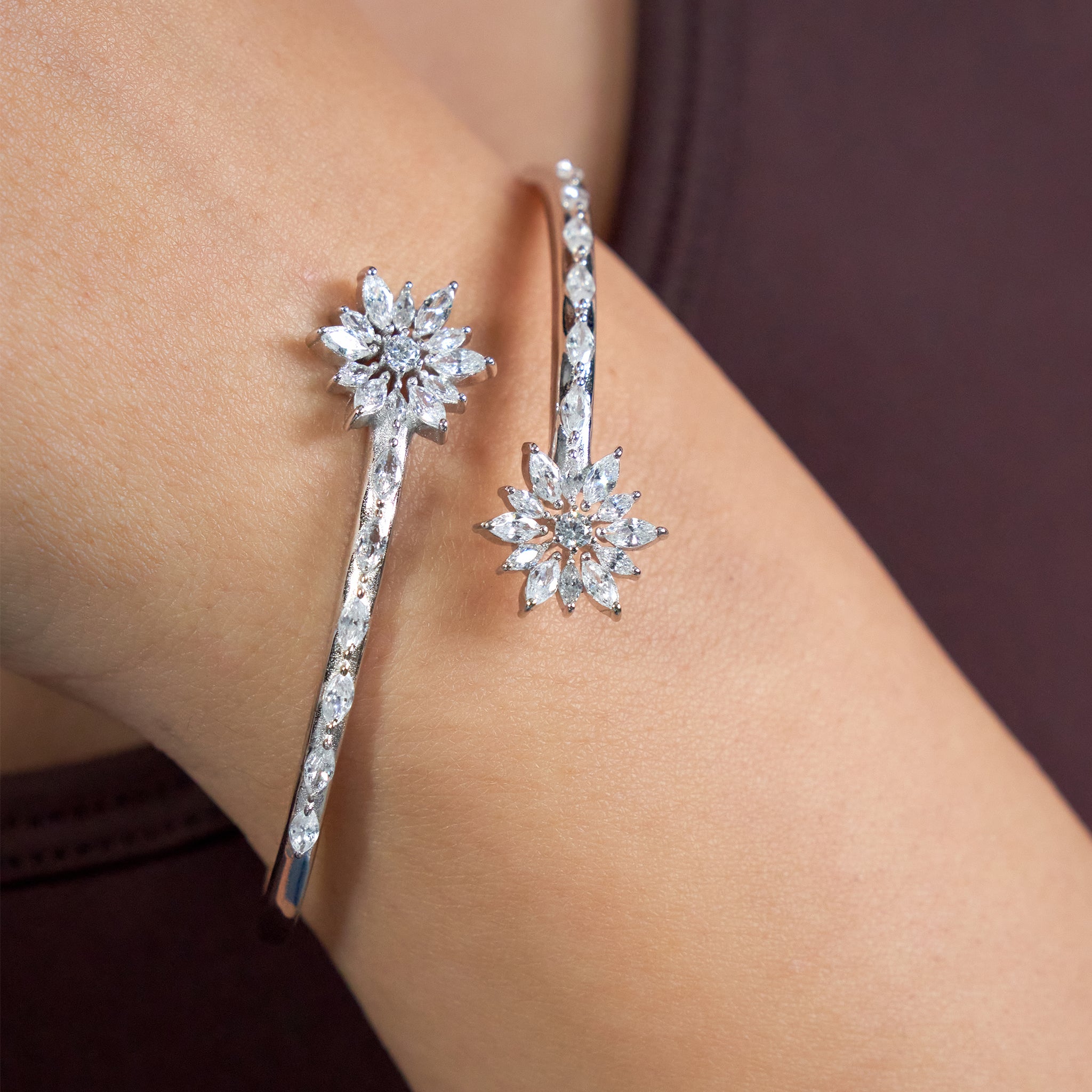 Silver Starlight Floral Bracelet For Her