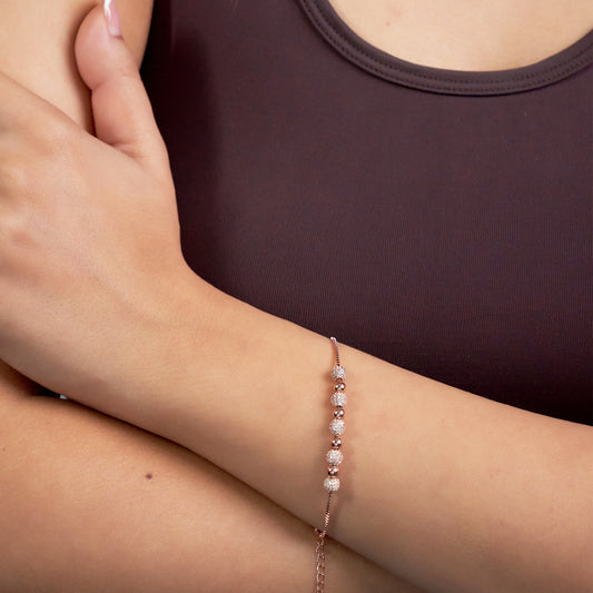 Rose gold Dazzling Beaded Bracelet with Disco balls