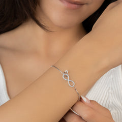 925 Silver Sparkling Infinity & Ring Charm Bracelet