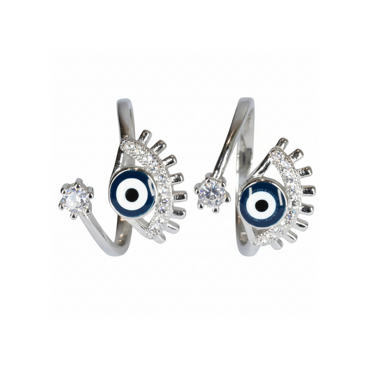 Silver Striking Eyelashes Halo Toe Ring